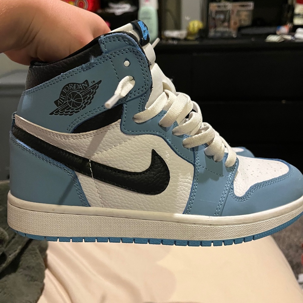 Air Jordan High-Top Sneakers in Blue and White
